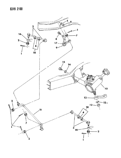 1989 Dodge W150 Gear & Linkage, Steering Diagram 1