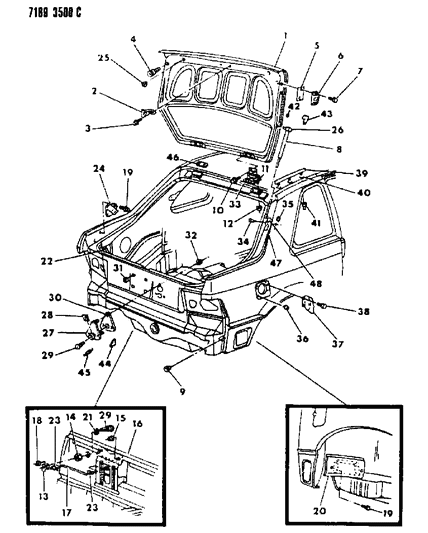 1987 Dodge Shadow Bumper Lift Gate Inner Panel Diagram for 4396304