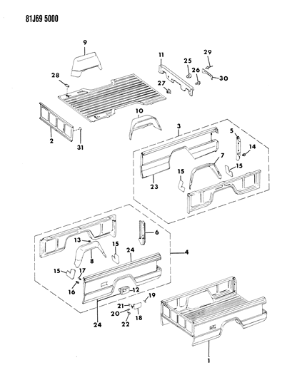 1986 Jeep Comanche Box, Pickup Diagram