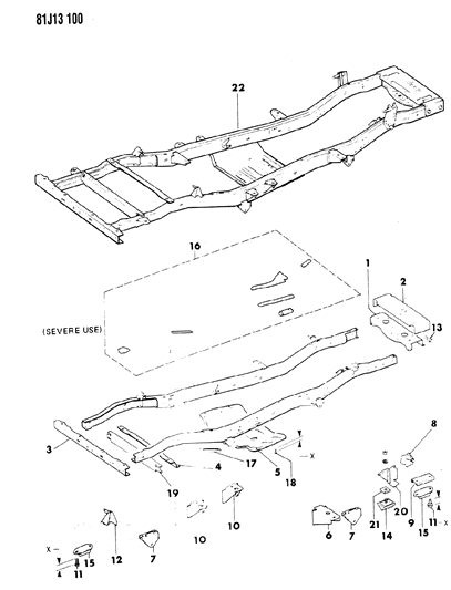 1986 Jeep Wrangler Frame & Components Diagram