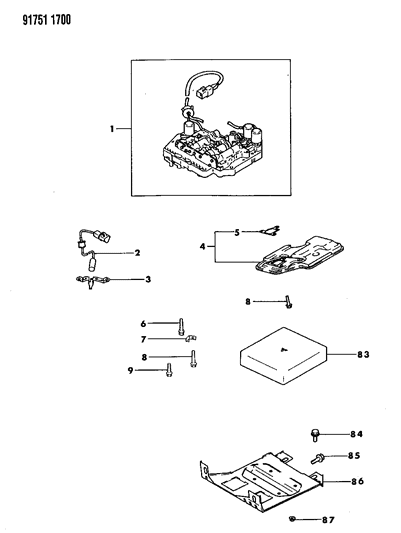 1991 Dodge Stealth Valve Body & Components Diagram 1