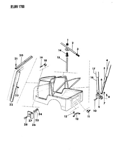 1985 Jeep Wrangler Bracket Diagram for J5458875