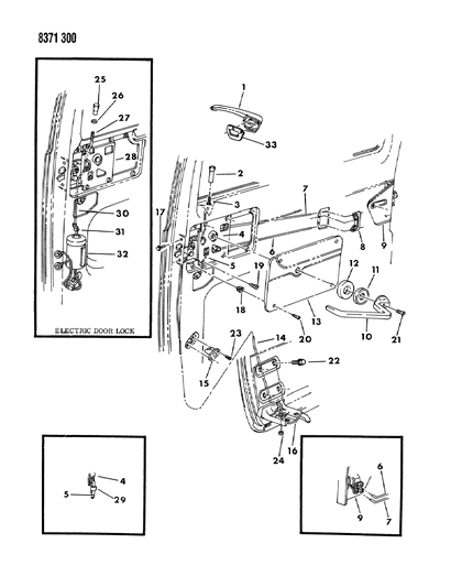 1988 Dodge Ram Van Door, Sliding Handle & Latch Diagram