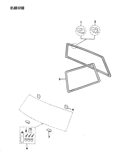 1986 Jeep Wagoneer Seals - Window Diagram