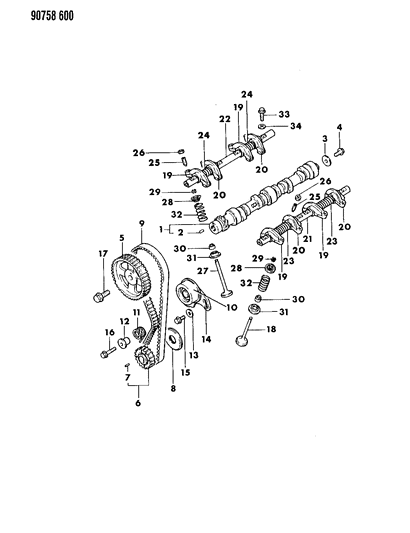 1990 Dodge Colt Camshaft & Valves Diagram 1