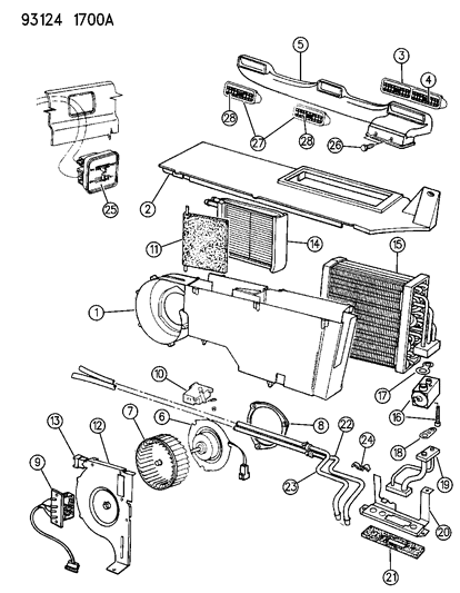 1993 Chrysler Town & Country Rear A/C & Heater Unit Diagram