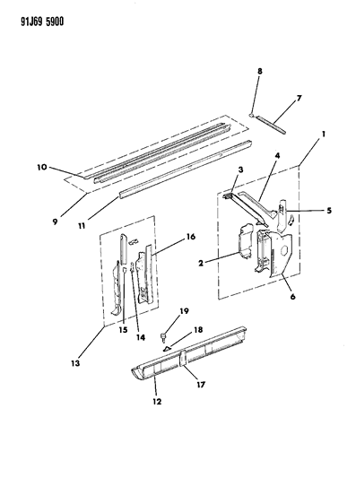 1991 Jeep Grand Wagoneer Panels, Body Side Diagram