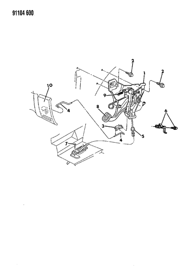 1991 Chrysler New Yorker Salon Lever - Parking Brake Diagram
