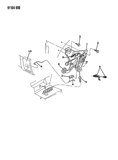 1991 Dodge Dynasty Lever - Parking Brake Diagram
