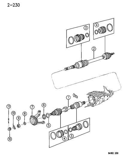 1995 Chrysler LeBaron Front Drive Shaft Diagram for 4641687