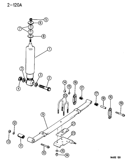 1995 Jeep Wrangler Front Spring & Shock Absorber Diagram