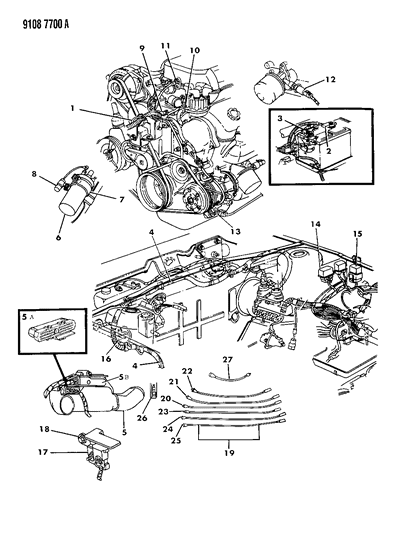 1989 Dodge Dynasty Wiring - Engine - Front End & Related Parts Diagram