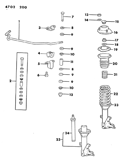 1984 Dodge Conquest Suspension - Front Diagram