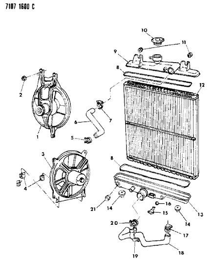 1987 Dodge Caravan Radiator & Related Parts Diagram 1