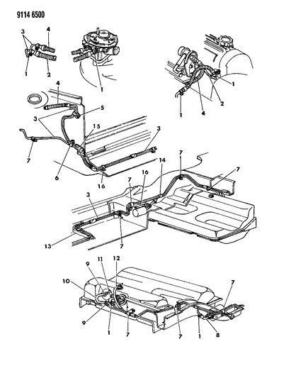 1989 Chrysler LeBaron GTC Fuel Lines Diagram