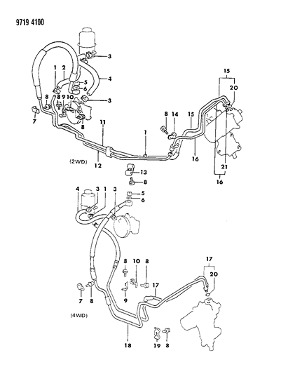 1989 Dodge Ram 50 Hose & Attaching Parts - Power Steering Diagram 1