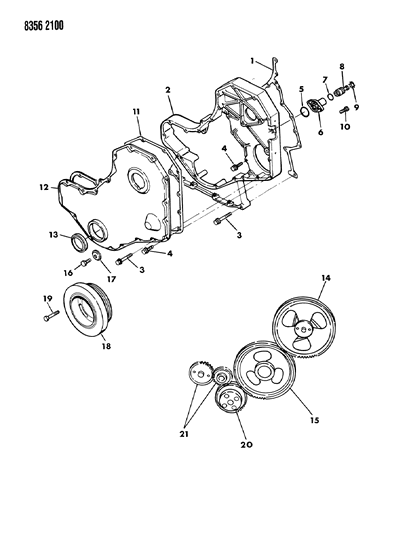 1989 Dodge D350 Timing Gear & Case Diagram