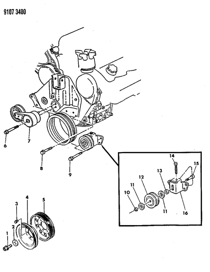 1989 Dodge Spirit Drive Pulleys Diagram 2