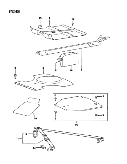 1989 Chrysler Conquest Carpets, Mats And Scuff Plates Diagram