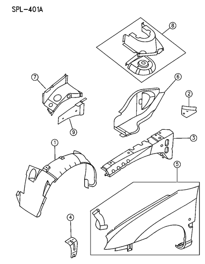 1996 Dodge Neon Front Fender Diagram