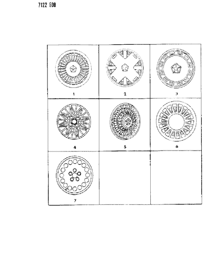 1987 Chrysler LeBaron Base Wheels & Covers Diagram