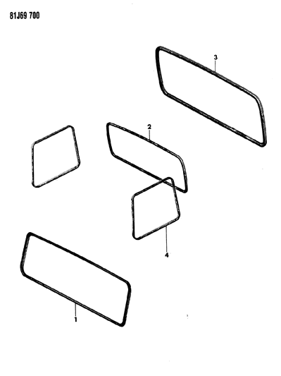 1985 Jeep Wrangler Seal, Windshield Diagram for J5453949