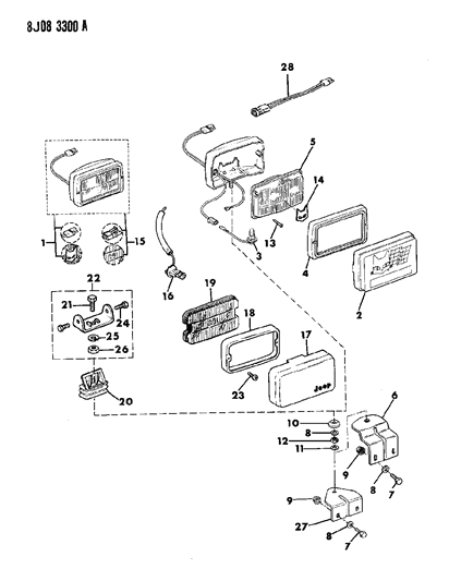 1989 Jeep Wrangler Lamps - Fog Diagram 1