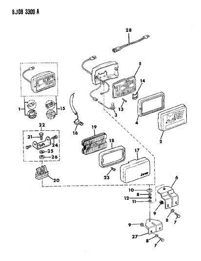 1987 Jeep Wrangler Lamps - Fog Diagram 1