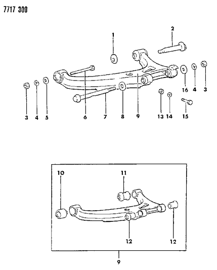 1988 Chrysler Conquest Lower Control Arm, Rear Diagram