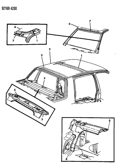 1992 Chrysler LeBaron Roof Panel Diagram