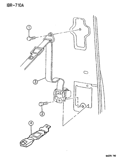 1996 Dodge Ram 2500 Drivers Left Shoulder Retractor Seat Belt Diagram for 5EX57SAZ