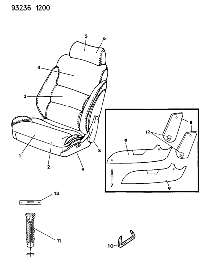 1993 Dodge Daytona Front Seat Diagram 3