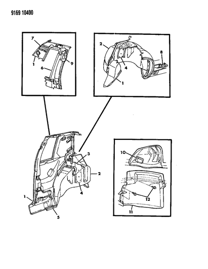 1989 Dodge Aries Quarter Inside & Wheelhouse Outer Panel Diagram 1