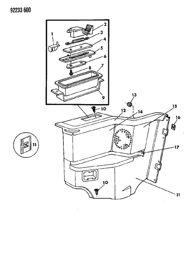 1992 Chrysler LeBaron GTC Panel - Quarter Trim Diagram 2