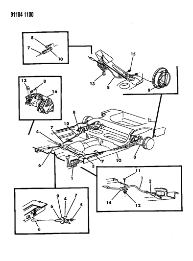 1991 Dodge Dynasty Cable, Parking Brake Diagram