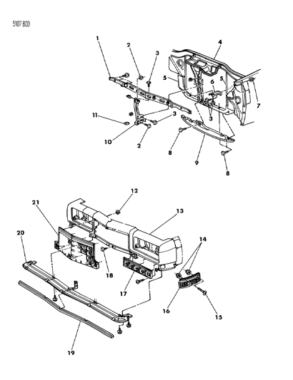 1985 Dodge Omni Grille & Related Parts Diagram 1