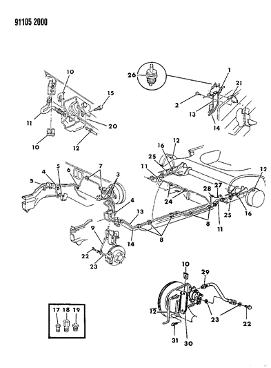 1991 Chrysler LeBaron Lines & Hoses, Brake Diagram