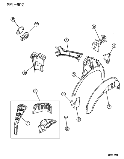 1995 Dodge Neon Quarter Panel Diagram 1