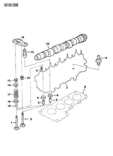 1992 Chrysler LeBaron Camshaft & Valves Diagram 1