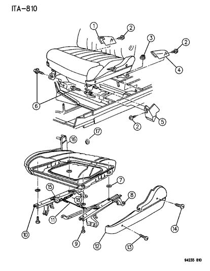 1994 Chrysler LeBaron Sedan Adjuster - Manual & Covers Diagram
