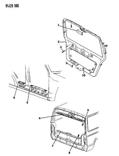 1993 Jeep Grand Wagoneer RETNR Pkg-LIFTGATE Diagram for 4740959