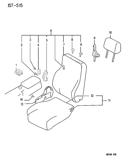 1995 Dodge Stealth Front Seat - Manual Diagram 1