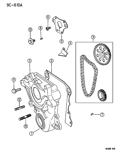 1994 Dodge Ram Van Timing Gear & Case & Cover Diagram 3