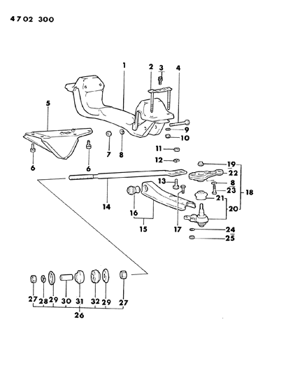 1984 Dodge Conquest Crossmember, Lower Control Front Diagram