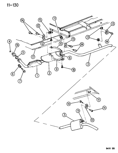 1995 Chrysler Town & Country Exhaust System Diagram 1