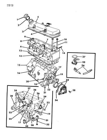 1985 Dodge Omni Engine, Cylinder Block, Cylinder Head Diagram 2