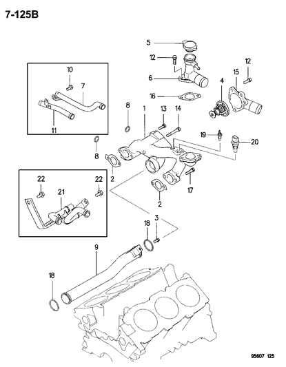 1996 Dodge Avenger Thermostat & Related Parts Diagram 1