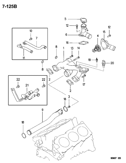 1996 Chrysler Sebring Thermostat & Related Parts Diagram 1