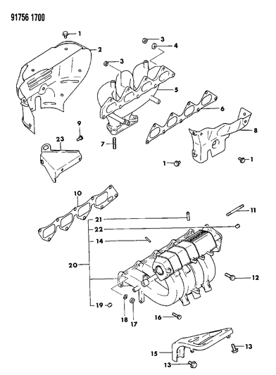 1991 Dodge Stealth Intake & Exhaust Manifold Diagram 1