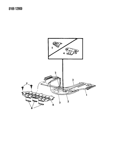1988 Chrysler LeBaron GTS Floor Pan Rear Diagram